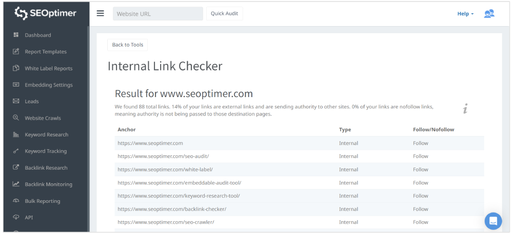 seoptimer interne link checker